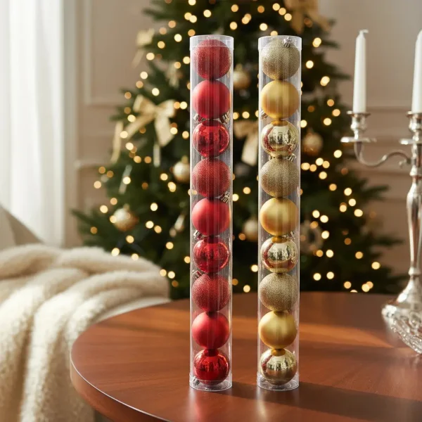 Adornos Navideños Tubo Bolas De Navidad 5cm X9 Unidades