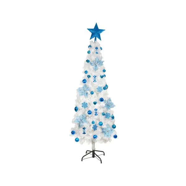 Arbol Navidad Tronador Slim Blanco 1,80mt + Kit 41 Deco Azul