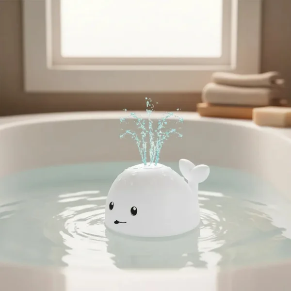 Juguete Baño Bebe Ballena Lanza Agua Luces Led Bañera Tina Blanco