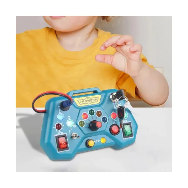 Tablero Sensorial Montessori Luces Led Botones Juguete Niños Azul