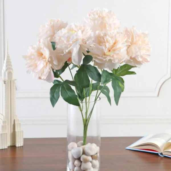 Ramo De Peonias Flores Artificiales 40cm Decoracion Calidad Champagne