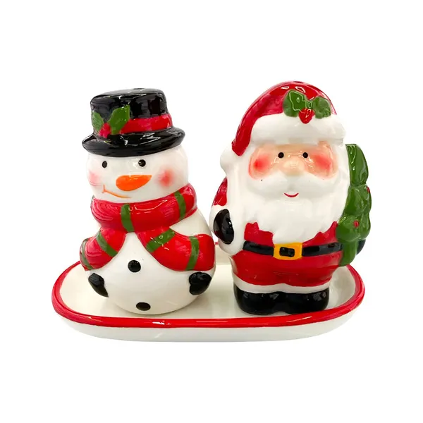 Juego De Salero Y Porta Escarbadientes Ceramica Navideño