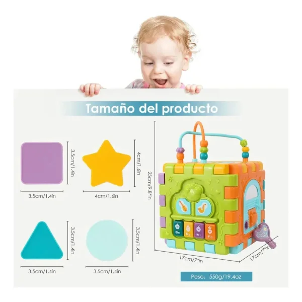 Juguete Montessori Educativo Cubo Didáctico Musical Bebe Multicolor