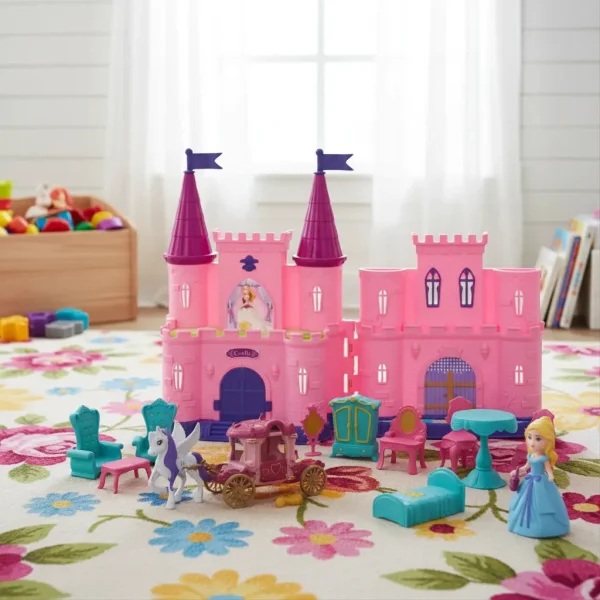 Castillo Princesa Juguete Con Muñeca Luz Música Y Accesorios Rosa
