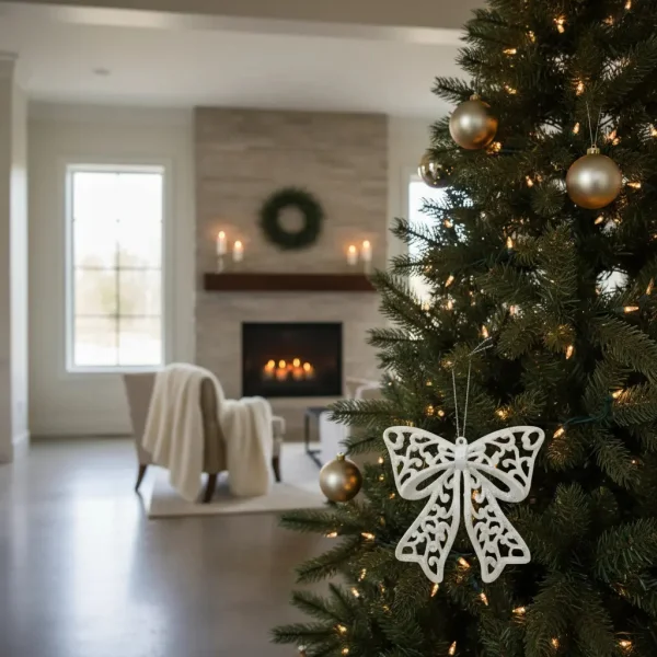 Adorno Colgante Navidad Moño Para Decoración Navideño X2 Gris Moño Para Decoración