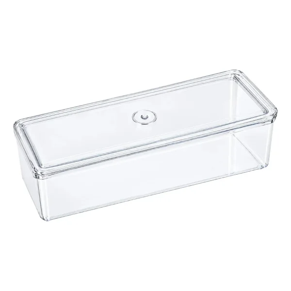 Recipiente Organizador Heladera Con Tapa Multiuso 30x10x10 Transparente
