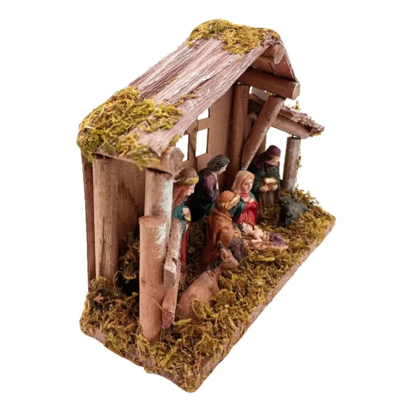Pesebre Navideño Expreso Polar 8 Figuras Cerámica Madera 20x15.5x7cm
