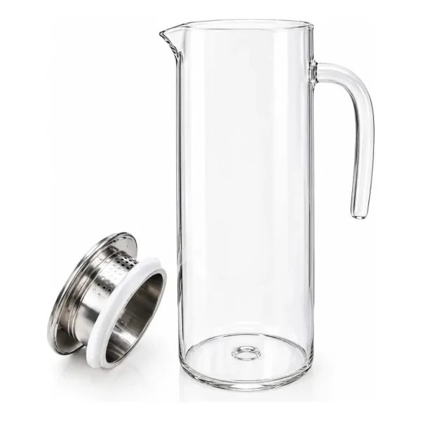 Jarra Para Agua Acrilico Tapa Acero Inoxidable Y Manija 1.5l Transparente