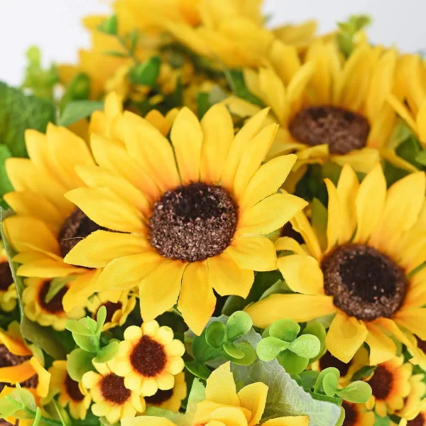 Ramo Girasol Flores Artificiales 30cm Decoracion Pack X10 Amarillo