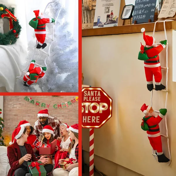 Papá Noel Trepador Escalera Colgante Deco Navidad Adorno Rojo