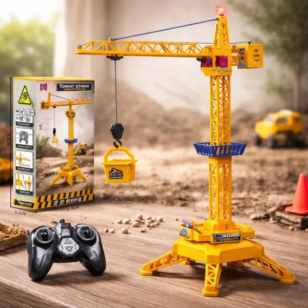 Grua Torre A Control Remoto Cable Luz Sonido Juguete Niños Naranja