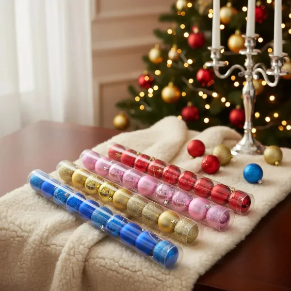 Adornos Navideños Premium Tubo Bolas De Navidad 6cm X90 Udes