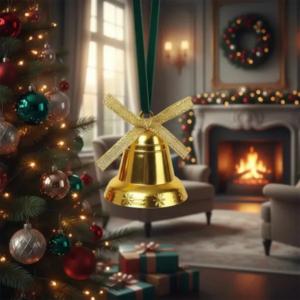 Adorno Decoración Árbol De Navidad Campana Colgante X12 Oro Campana Colgante