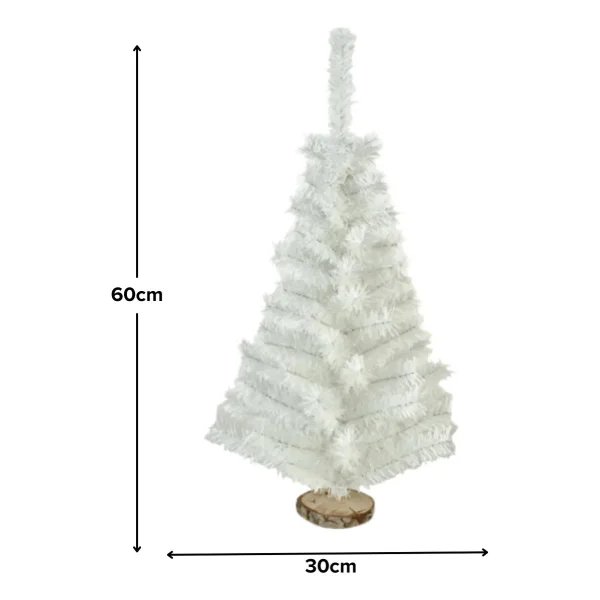 Arbolito Navidad Mini 60cm Con Base De Tronco Natural