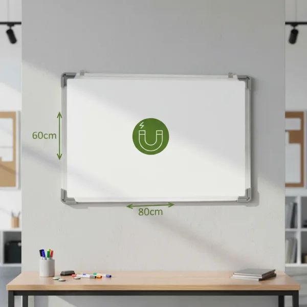 Pizarra Blanca Magnética 60x80cm Pizarrón Con Accesorios Blanco
