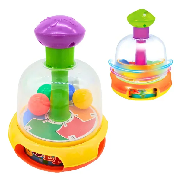 Juguete Didactico A Presion Con Pelotitas Para Bebe Color Amarillo