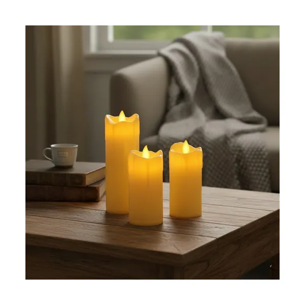Velas Set X3 Velon Luz Led Calida Llama Efecto Fuego A Pilas Calido