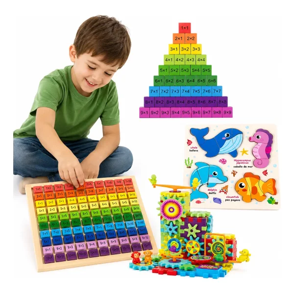 Bundle Montessori Kit X3 Juguetes Didacticos 1era Infancia Multicolor