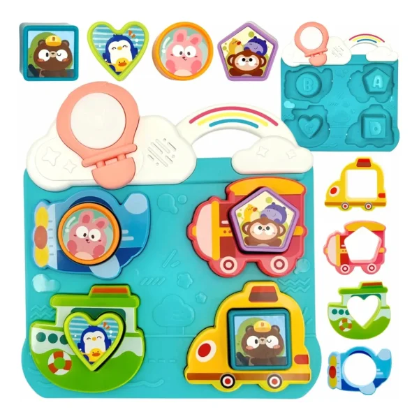 Tablero Interactivo Encastre Bebé Montessori Luz Sonido Celeste