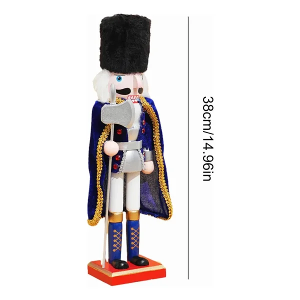 Cascanueces Soldado Adorno De Madera 38 Cm Navidad Azul