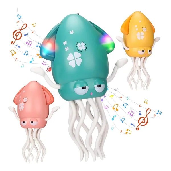 Pulpo Calamar Bailarín Juguete Bebé Niños Luz Musica Usb Naranja