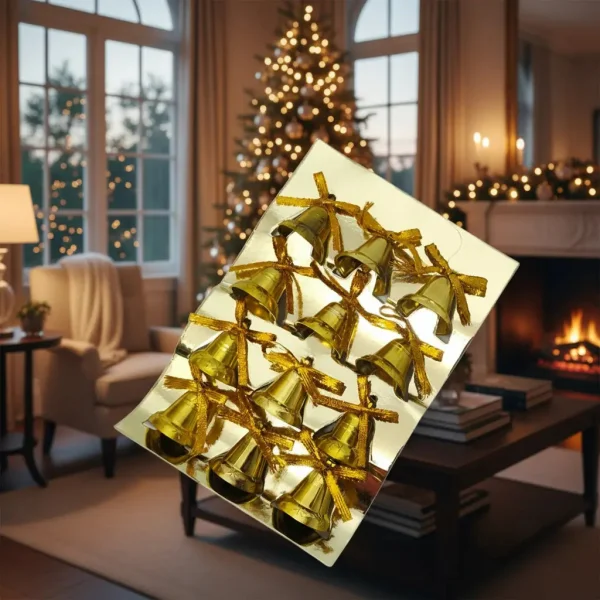 Adorno Decoración Árbol De Navidad Campana Colgante X12 Oro Campana Colgante