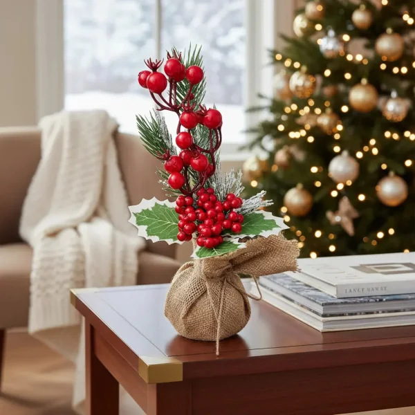Arbol De Navidad Mini Pino Navideño De Mesa Decorado 28cm Verde Mini Pino Navideño