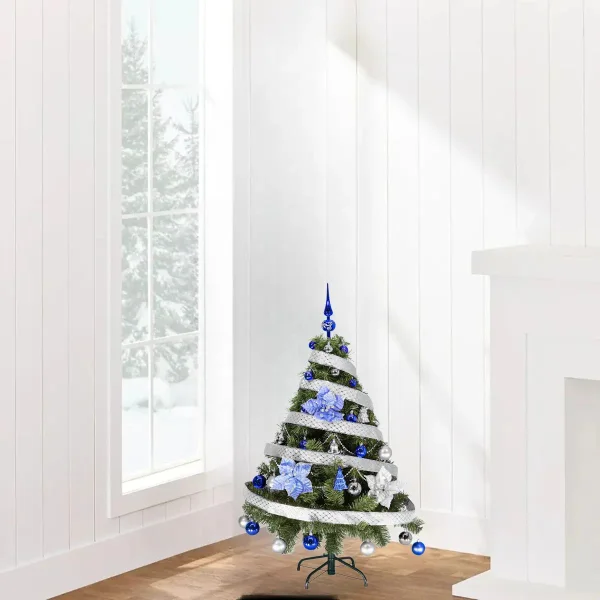 Arbol Navidad Tronador Verde 1,20 + Kit 30 Azul Plata