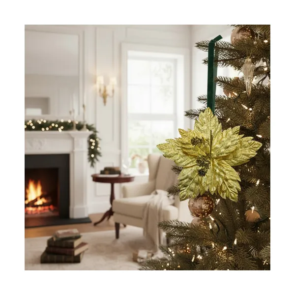 Flor 25cm Oro Arbol De Navidad Adornos Decoracion