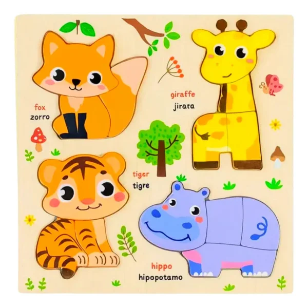 Juego De Encastre Rompecabezas 3d Madera Didáctico Niños Salvaje
