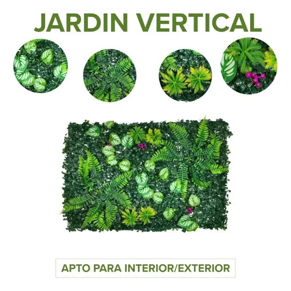 Jardín Vertical Artificial Césped Pack X5 Muro Flores 40x60 Verde