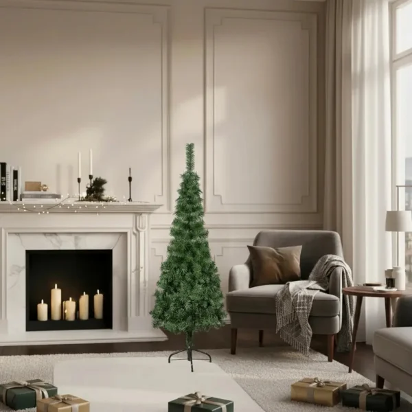 Árbol De Navidad Tronador Slim Verde 1.50mts Base Metal