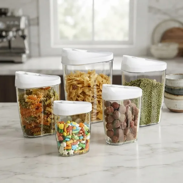 Set X5 Frascos Dosificadores Cerealero Organizador Cocina Transparente