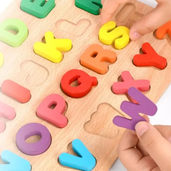 Juguete Didactico Madera Letras Abecedario Puzzle Colores