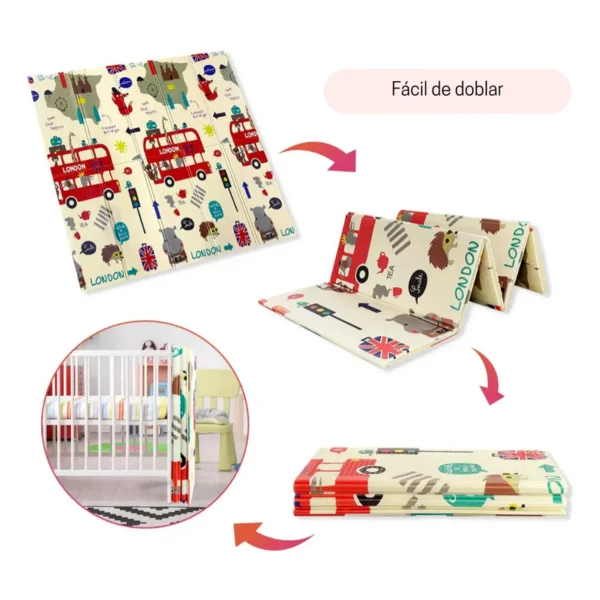 Alfombra Antigolpes Plegable Bebes Reversible 120x180cm