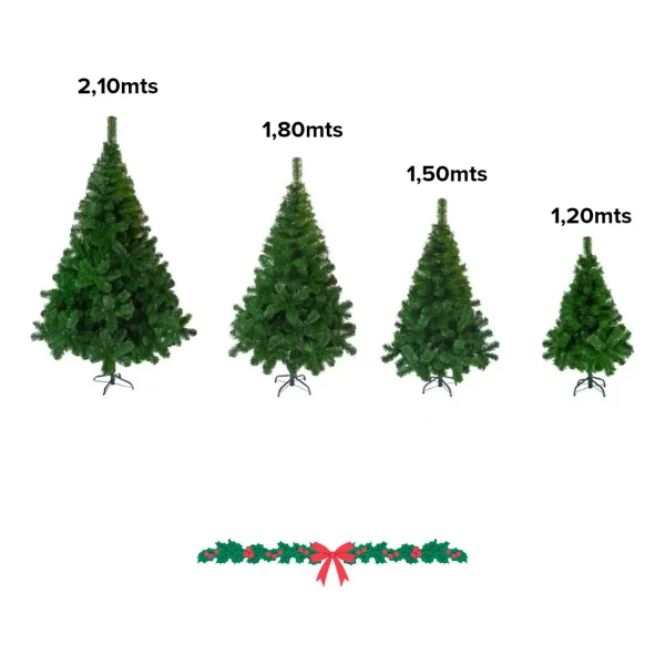 Arbol De navidad Tronador De Lujo Verde 1.20mts Base Metal