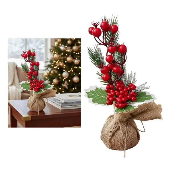 Arbol De Navidad Mini Pino Navideño De Mesa Decorado 28cm Verde Mini Pino Navideño