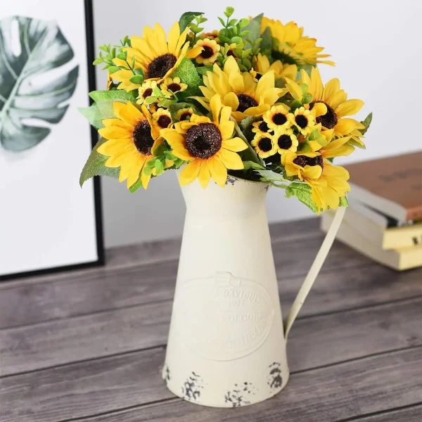 Ramo Girasol Flores Artificiales 30cm Decoracion Pack X4 Amarillo