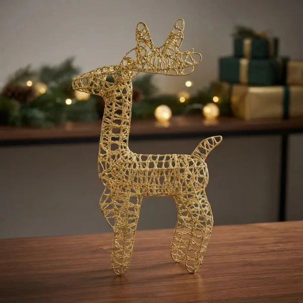 Reno Navideño Figura Decoración Navidad 40 Cm Dorado