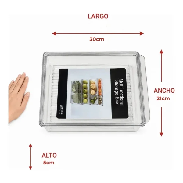 Organizador Recipiente Para Heladera Multiuso Hogar 30x20x5 Transparente