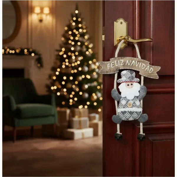 Adorno Colgante Para Puerta Decoración Navideña Deco Navidad Gris