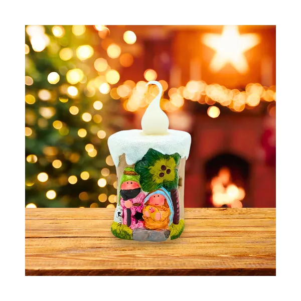 Pesebre Navideño Vela Con Luz Decoracion Navidad