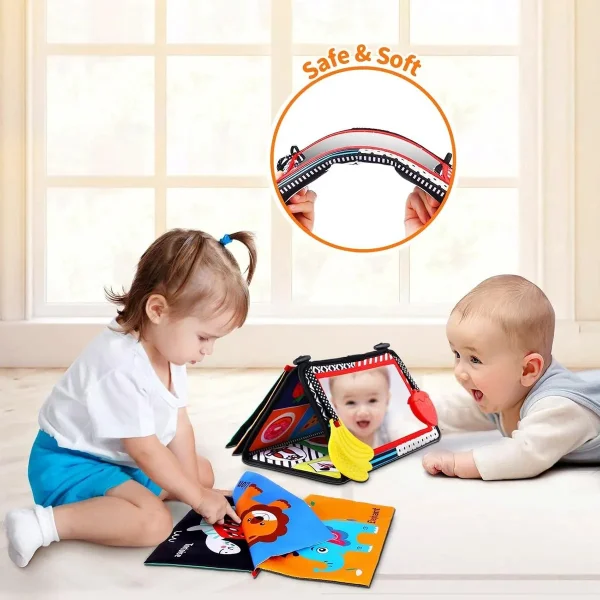 Juguete Montessori Bebe Libro Tela Tummy Time Espejo