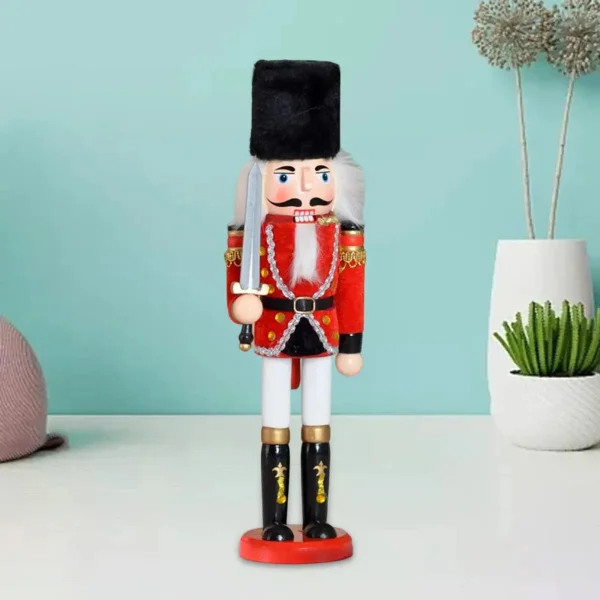 Cascanueces Soldado De Madera 30 Cm Adorno Navidad Madera Rojo