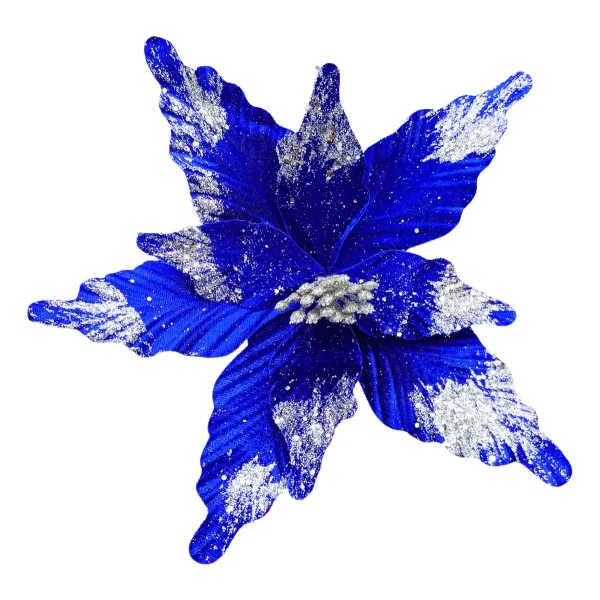 Flor 25cm Azul Arbol De Navidad Adornos Decoracion Azul Estrella