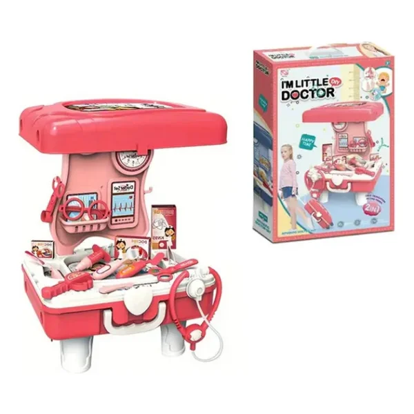 Valija Maletín Doctor Infantil Con Ruedas Set Juego De Rol Rosa