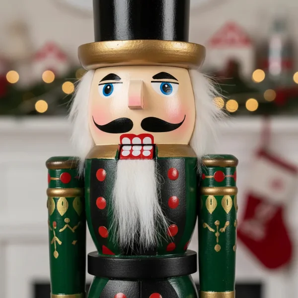 Cascanueces Navideño De Madera Soldado 30cm Adorno Navidad Verde