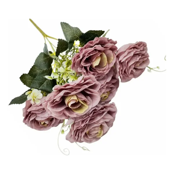 Ramo De Rosas Flores Artificiales 35cm Decoracion X3 Malva