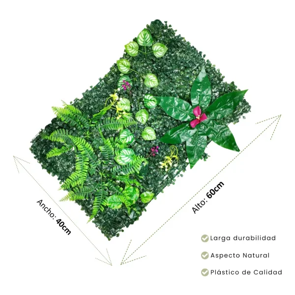 Jardín Vertical Cesped Flores Muro Artificial Verde Pack X10 Verde