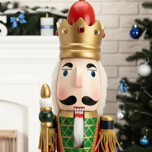 Cascanueces Navideño Gigante Soldado Rey Madera 1 Metro Verde